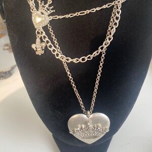 Layered chain heart necklace in silver